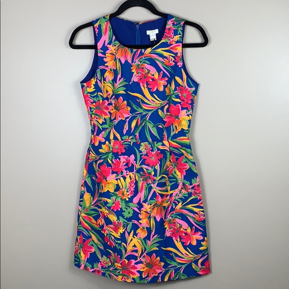NWT J. Crew blue tropical sheath dress sz 0p